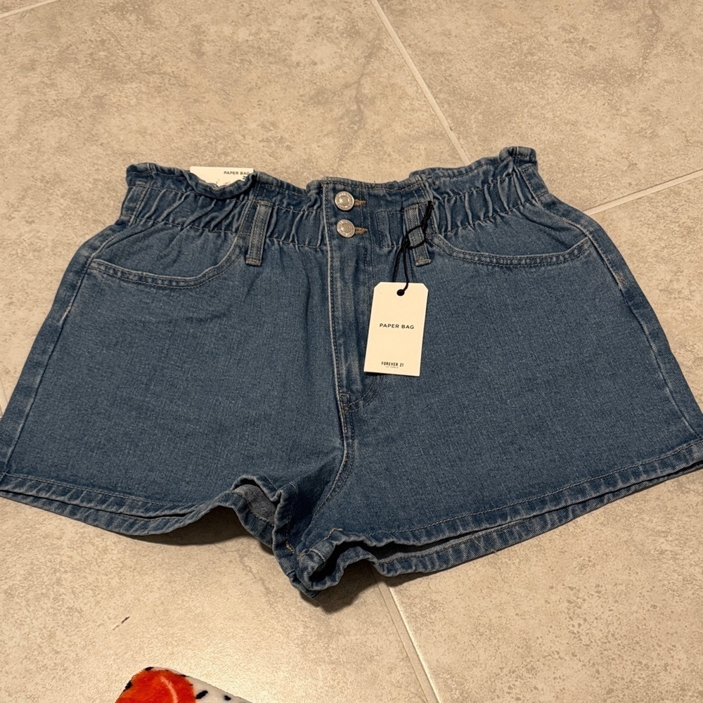 Forever 21 High Waist Blue Denim Shorts